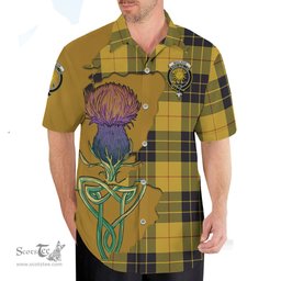 Scottish MacLeod of Lewis Ancient Clan Tartan Crest with Thistle and Scotland Map Tartan Plaid Shirt Scottish Plaid Tartan Plaid - ScotsTee - scotstee.com