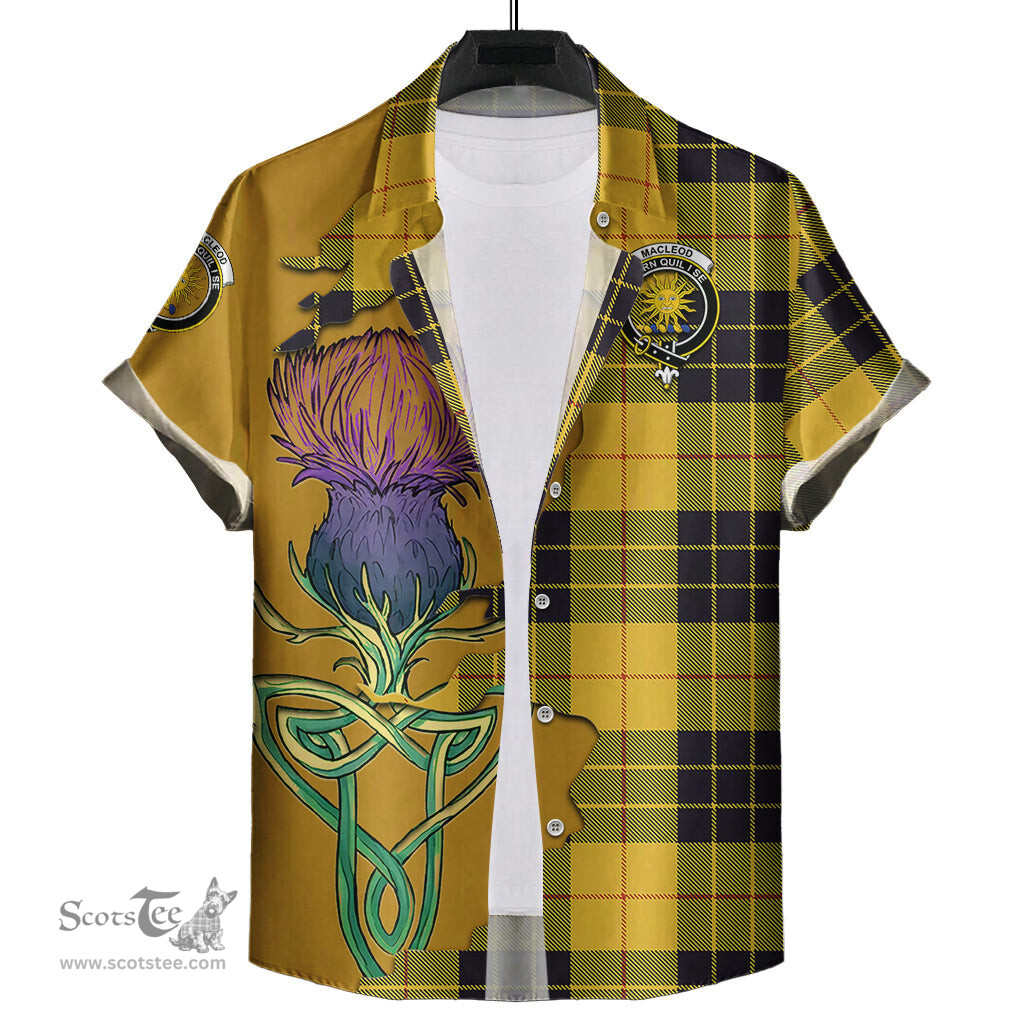 Scottish MacLeod of Lewis Ancient Clan Tartan Crest with Thistle and Scotland Map Tartan Plaid Shirt Scottish Plaid Tartan Plaid - ScotsTee - scotstee.com