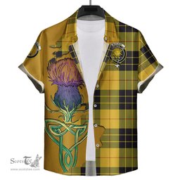 Scottish MacLeod of Lewis Ancient Clan Tartan Crest with Thistle and Scotland Map Tartan Plaid Shirt Scottish Plaid Tartan Plaid - ScotsTee - scotstee.com