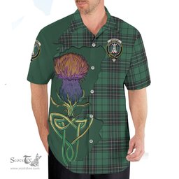 Scottish MacLean Hunting Ancient Clan Tartan Crest with Thistle and Scotland Map Tartan Plaid Shirt Scottish Plaid Tartan Plaid - ScotsTee - scotstee.com