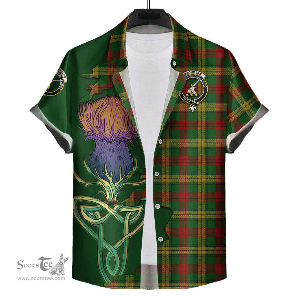 Scottish MacMillan Society of Glasgow Clan Tartan Crest with Thistle and Scotland Map Tartan Plaid Shirt Scottish Plaid Tartan Plaid - ScotsTee - scotstee.com
