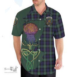Scottish MacKenzie Hunting Green Clan Tartan Crest with Thistle and Scotland Map Tartan Plaid Shirt Scottish Plaid Tartan Plaid - ScotsTee - scotstee.com