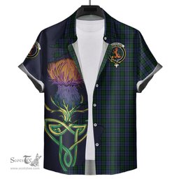 Scottish Sutherland Clan Tartan Crest with Thistle and Scotland Map Tartan Plaid Shirt Scottish Plaid Tartan Plaid - ScotsTee - scotstee.com