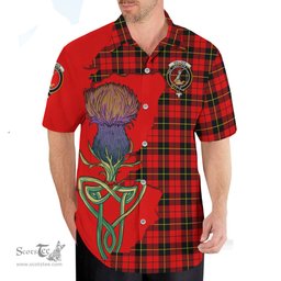 Scottish Wallace Hunting Red Clan Tartan Crest with Thistle and Scotland Map Tartan Plaid Shirt Scottish Plaid Tartan Plaid - ScotsTee - scotstee.com
