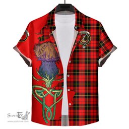 Scottish Wallace Hunting Red Clan Tartan Crest with Thistle and Scotland Map Tartan Plaid Shirt Scottish Plaid Tartan Plaid - ScotsTee - scotstee.com