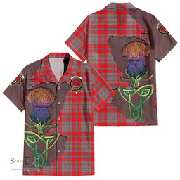 Scottish Moubray Clan Tartan Crest with Thistle and Scotland Map Tartan Plaid Shirt Scottish Plaid Tartan Plaid - ScotsTee - scotstee.com