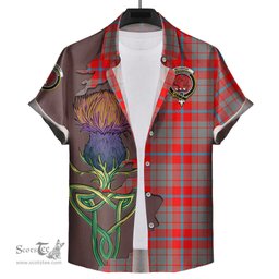 Scottish Moubray Clan Tartan Crest with Thistle and Scotland Map Tartan Plaid Shirt Scottish Plaid Tartan Plaid - ScotsTee - scotstee.com