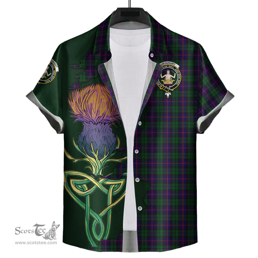 Scottish Urquhart Clan Tartan Crest with Thistle and Scotland Map Tartan Plaid Shirt Scottish Plaid Tartan Plaid - ScotsTee - scotstee.com