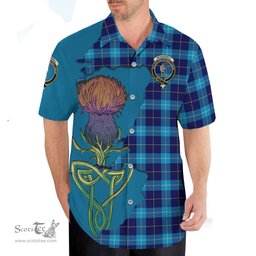 Scottish McKerrell Clan Tartan Crest with Thistle and Scotland Map Tartan Plaid Shirt Scottish Plaid Tartan Plaid - ScotsTee - scotstee.com