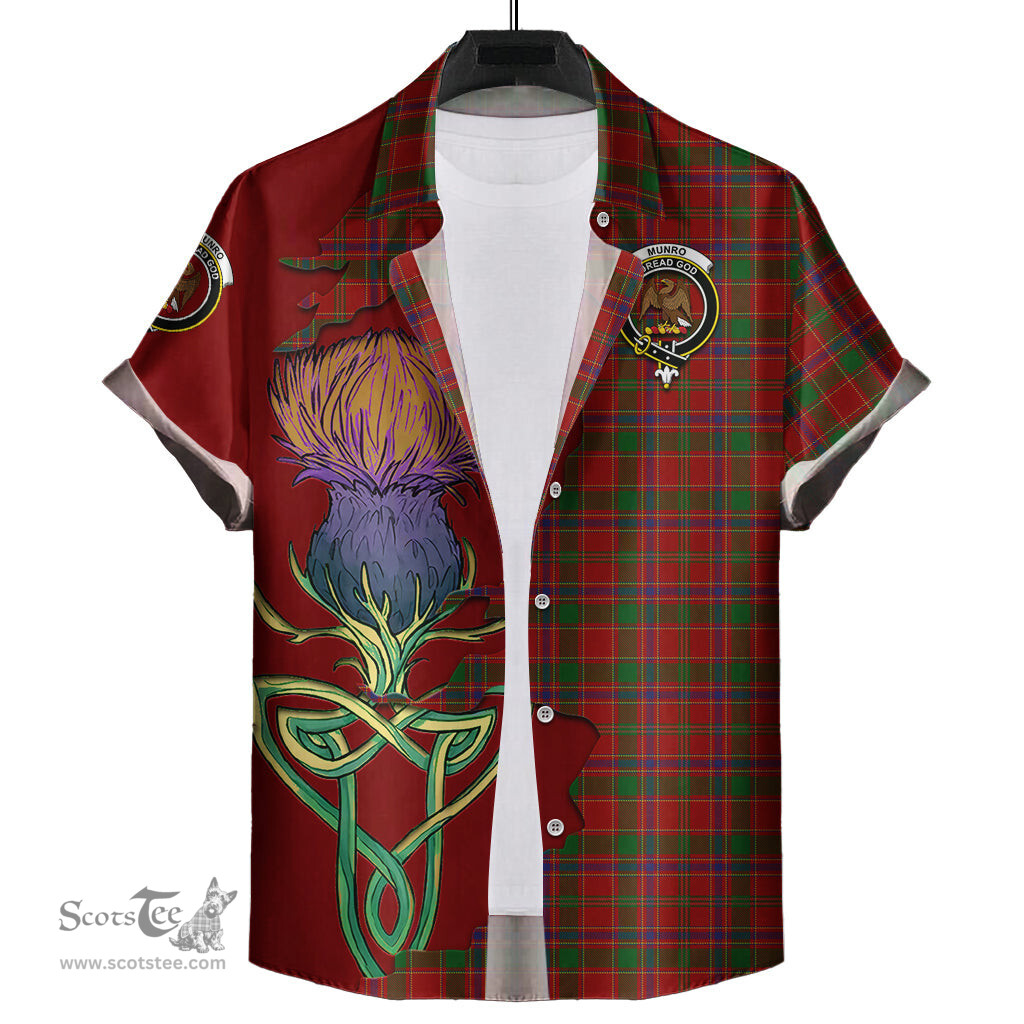 Scottish Munro Clan Tartan Crest with Thistle and Scotland Map Tartan Plaid Shirt Scottish Plaid Tartan Plaid - ScotsTee - scotstee.com