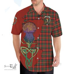 Scottish Stewart Royal Modern Clan Tartan Crest with Thistle and Scotland Map Tartan Plaid Shirt Scottish Plaid Tartan Plaid - ScotsTee - scotstee.com