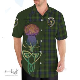 Scottish Stewart Hunting Clan Tartan Crest with Thistle and Scotland Map Tartan Plaid Shirt Scottish Plaid Tartan Plaid - ScotsTee - scotstee.com