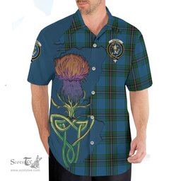 Scottish Murray of Elibank Clan Tartan Crest with Thistle and Scotland Map Tartan Plaid Shirt Scottish Plaid Tartan Plaid - ScotsTee - scotstee.com