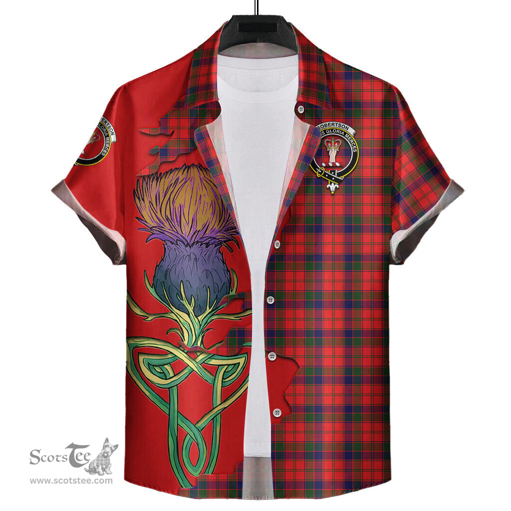 Scottish Robertson Modern Clan Tartan Crest with Thistle and Scotland Map Tartan Plaid Shirt Scottish Plaid Tartan Plaid - ScotsTee - scotstee.com