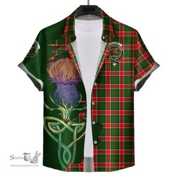 Scottish Pollock Modern Clan Tartan Crest with Thistle and Scotland Map Tartan Plaid Shirt Scottish Plaid Tartan Plaid - ScotsTee - scotstee.com