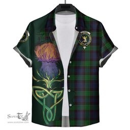 Scottish Stewart Old Clan Tartan Crest with Thistle and Scotland Map Tartan Plaid Shirt Scottish Plaid Tartan Plaid - ScotsTee - scotstee.com