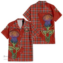 Scottish Robertson Weathered Clan Tartan Crest with Thistle and Scotland Map Tartan Plaid Shirt Scottish Plaid Tartan Plaid - ScotsTee - scotstee.com
