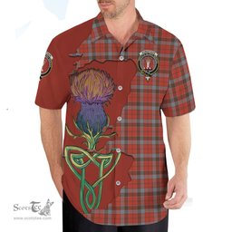 Scottish Robertson Weathered Clan Tartan Crest with Thistle and Scotland Map Tartan Plaid Shirt Scottish Plaid Tartan Plaid - ScotsTee - scotstee.com
