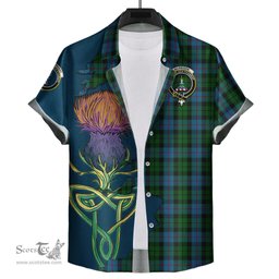 Scottish Morrison Society Clan Tartan Crest with Thistle and Scotland Map Tartan Plaid Shirt Scottish Plaid Tartan Plaid - ScotsTee - scotstee.com