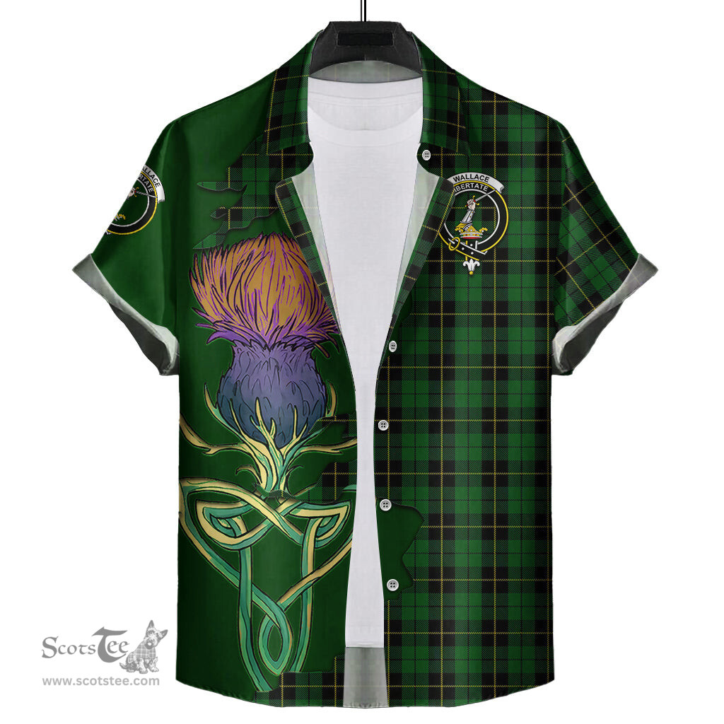 Scottish Wallace Hunting Clan Tartan Crest with Thistle and Scotland Map Tartan Plaid Shirt Scottish Plaid Tartan Plaid - ScotsTee - scotstee.com