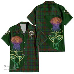 Scottish Shaw of Tordarroch Green Hunting Clan Tartan Crest with Thistle and Scotland Map Tartan Plaid Shirt Scottish Plaid Tartan Plaid - ScotsTee - scotstee.com