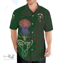 Scottish Shaw of Tordarroch Green Hunting Clan Tartan Crest with Thistle and Scotland Map Tartan Plaid Shirt Scottish Plaid Tartan Plaid - ScotsTee - scotstee.com