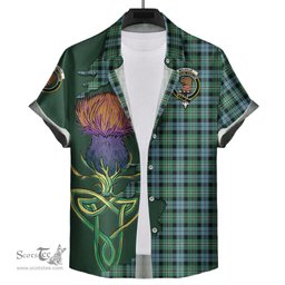 Scottish Melville Ancient Clan Tartan Crest with Thistle and Scotland Map Tartan Plaid Shirt Scottish Plaid Tartan Plaid - ScotsTee - scotstee.com