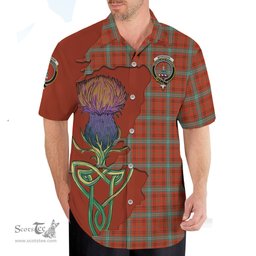 Scottish Morrison Red Ancient Clan Tartan Crest with Thistle and Scotland Map Tartan Plaid Shirt Scottish Plaid Tartan Plaid - ScotsTee - scotstee.com