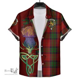 Scottish MacPherson of Cluny Clan Tartan Crest with Thistle and Scotland Map Tartan Plaid Shirt Scottish Plaid Tartan Plaid - ScotsTee - scotstee.com