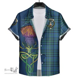 Scottish Matheson Hunting Ancient Clan Tartan Crest with Thistle and Scotland Map Tartan Plaid Shirt Scottish Plaid Tartan Plaid - ScotsTee - scotstee.com