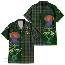 Scottish Scott Green Clan Tartan Crest with Thistle and Scotland Map Tartan Plaid Shirt Scottish Plaid Tartan Plaid - ScotsTee - scotstee.com