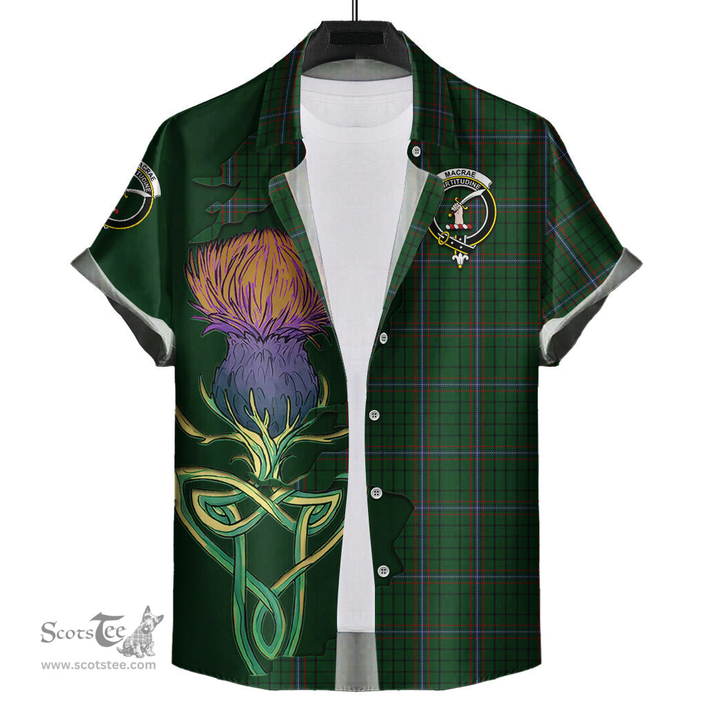 Scottish MacRae Clan Tartan Crest with Thistle and Scotland Map Tartan Plaid Shirt Scottish Plaid Tartan Plaid - ScotsTee - scotstee.com
