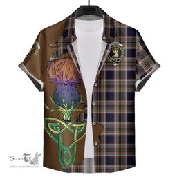 Scottish Stewart Navy Clan Tartan Crest with Thistle and Scotland Map Tartan Plaid Shirt Scottish Plaid Tartan Plaid - ScotsTee - scotstee.com