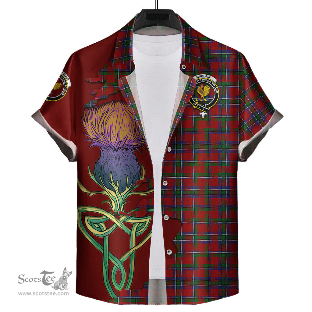 Scottish Sinclair Clan Tartan Crest with Thistle and Scotland Map Tartan Plaid Shirt Scottish Plaid Tartan Plaid - ScotsTee - scotstee.com