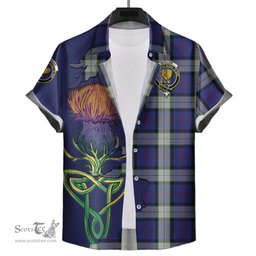 Scottish Sinclair Dress Clan Tartan Crest with Thistle and Scotland Map Tartan Plaid Shirt Scottish Plaid Tartan Plaid - ScotsTee - scotstee.com
