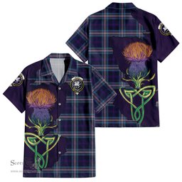 Scottish Nevoy Clan Tartan Crest with Thistle and Scotland Map Tartan Plaid Shirt Scottish Plaid Tartan Plaid - ScotsTee - scotstee.com