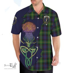 Scottish Watson Clan Tartan Crest with Thistle and Scotland Map Tartan Plaid Shirt Scottish Plaid Tartan Plaid - ScotsTee - scotstee.com