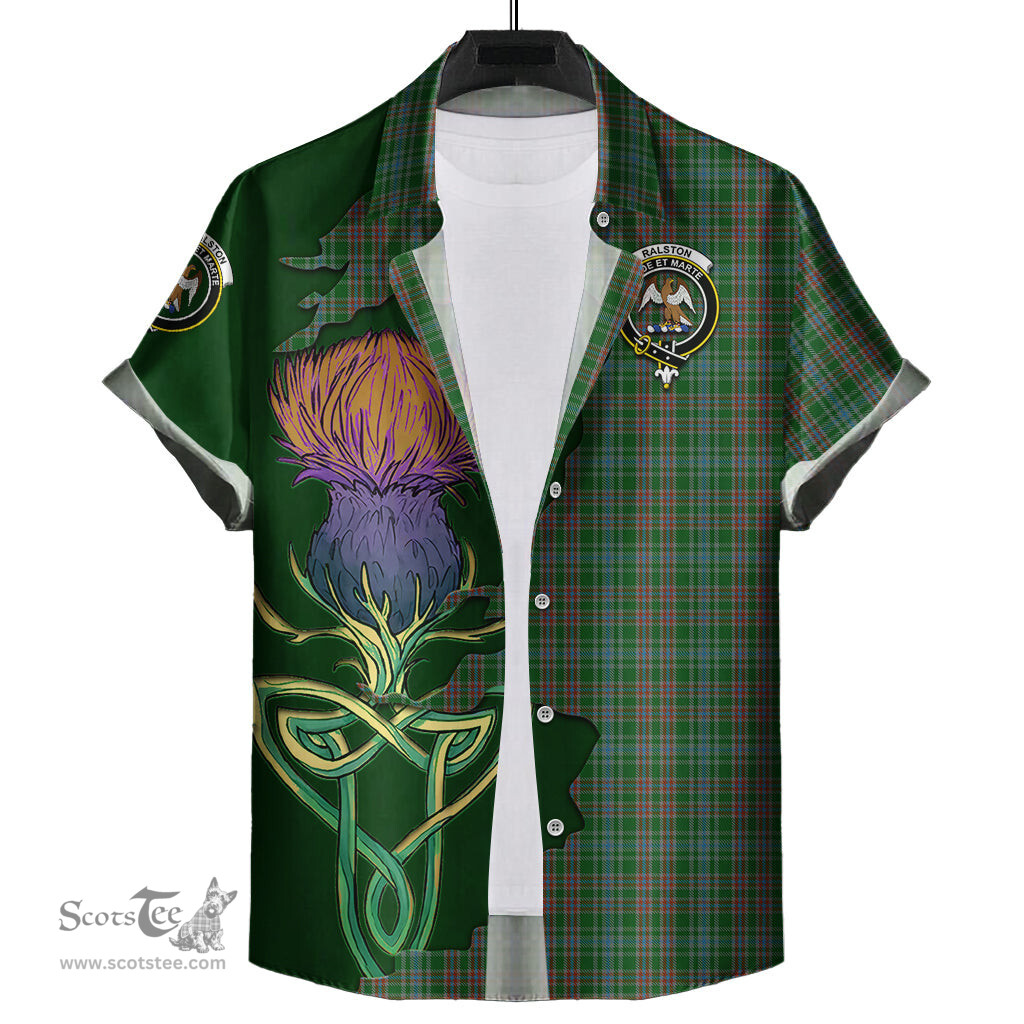 Scottish Ralston USA Clan Tartan Crest with Thistle and Scotland Map Tartan Plaid Shirt Scottish Plaid Tartan Plaid - ScotsTee - scotstee.com