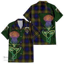 Scottish Muir Clan Tartan Crest with Thistle and Scotland Map Tartan Plaid Shirt Scottish Plaid Tartan Plaid - ScotsTee - scotstee.com