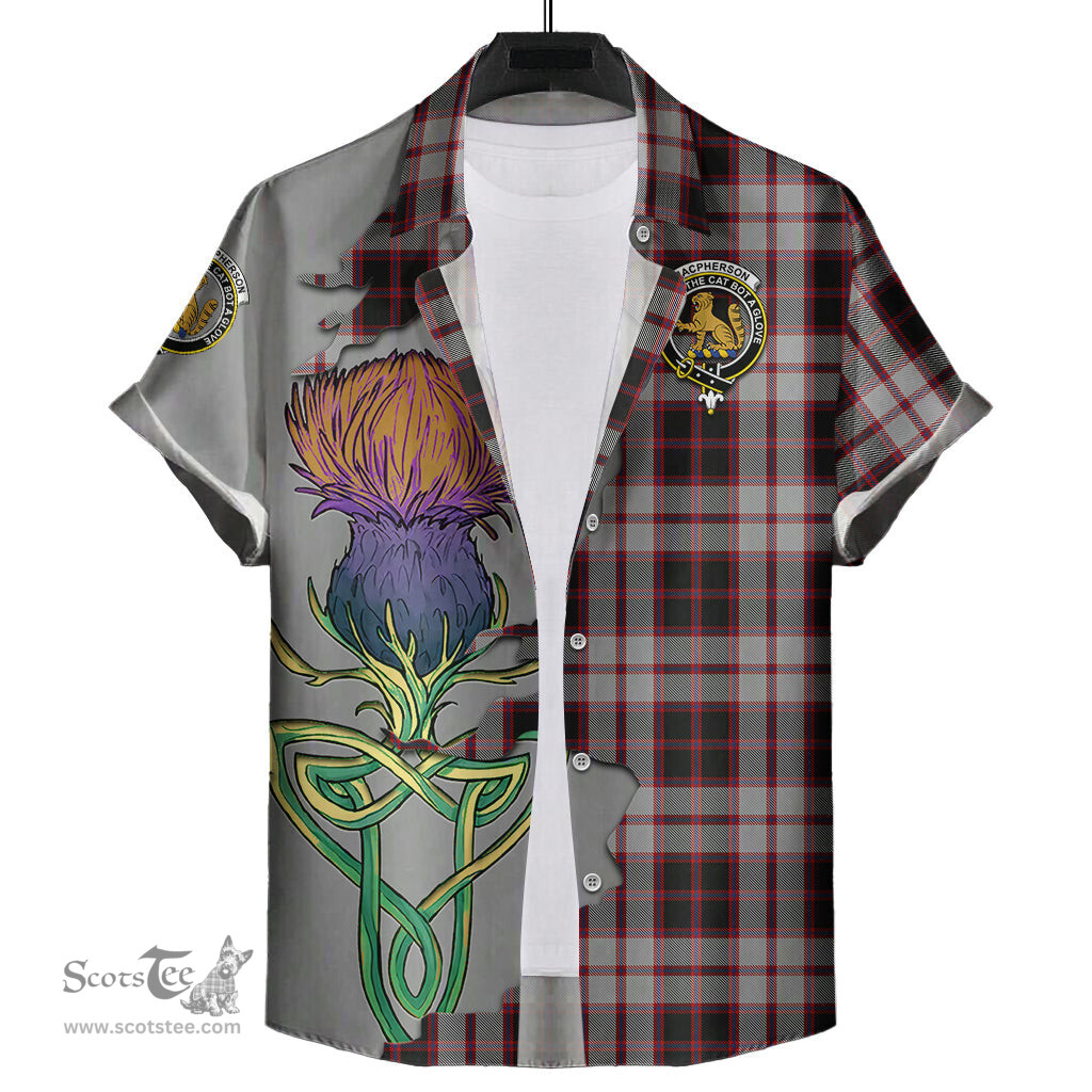 Scottish MacPherson Clan Tartan Crest with Thistle and Scotland Map Tartan Plaid Shirt Scottish Plaid Tartan Plaid - ScotsTee - scotstee.com