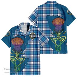 Scottish Roberton Clan Tartan Crest with Thistle and Scotland Map Tartan Plaid Shirt Scottish Plaid Tartan Plaid - ScotsTee - scotstee.com