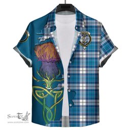 Scottish Roberton Clan Tartan Crest with Thistle and Scotland Map Tartan Plaid Shirt Scottish Plaid Tartan Plaid - ScotsTee - scotstee.com