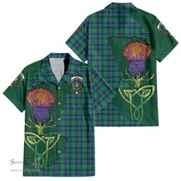 Scottish Shaw Ancient Clan Tartan Crest with Thistle and Scotland Map Tartan Plaid Shirt Scottish Plaid Tartan Plaid - ScotsTee - scotstee.com