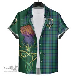 Scottish Shaw Ancient Clan Tartan Crest with Thistle and Scotland Map Tartan Plaid Shirt Scottish Plaid Tartan Plaid - ScotsTee - scotstee.com