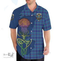 Scottish Mercer Modern Clan Tartan Crest with Thistle and Scotland Map Tartan Plaid Shirt Scottish Plaid Tartan Plaid - ScotsTee - scotstee.com