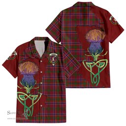 Scottish MacRae Red Clan Tartan Crest with Thistle and Scotland Map Tartan Plaid Shirt Scottish Plaid Tartan Plaid - ScotsTee - scotstee.com