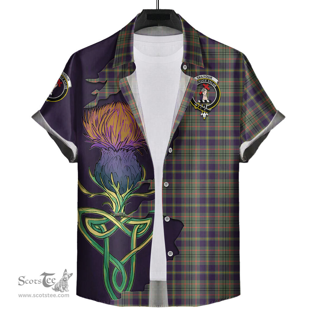 Scottish Taylor Weathered Clan Tartan Crest with Thistle and Scotland Map Tartan Plaid Shirt Scottish Plaid Tartan Plaid - ScotsTee - scotstee.com