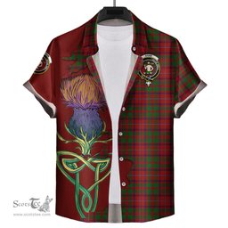 Scottish Shaw of Tordarroch Red Dress Clan Tartan Crest with Thistle and Scotland Map Tartan Plaid Shirt Scottish Plaid Tartan Plaid - ScotsTee - scotstee.com