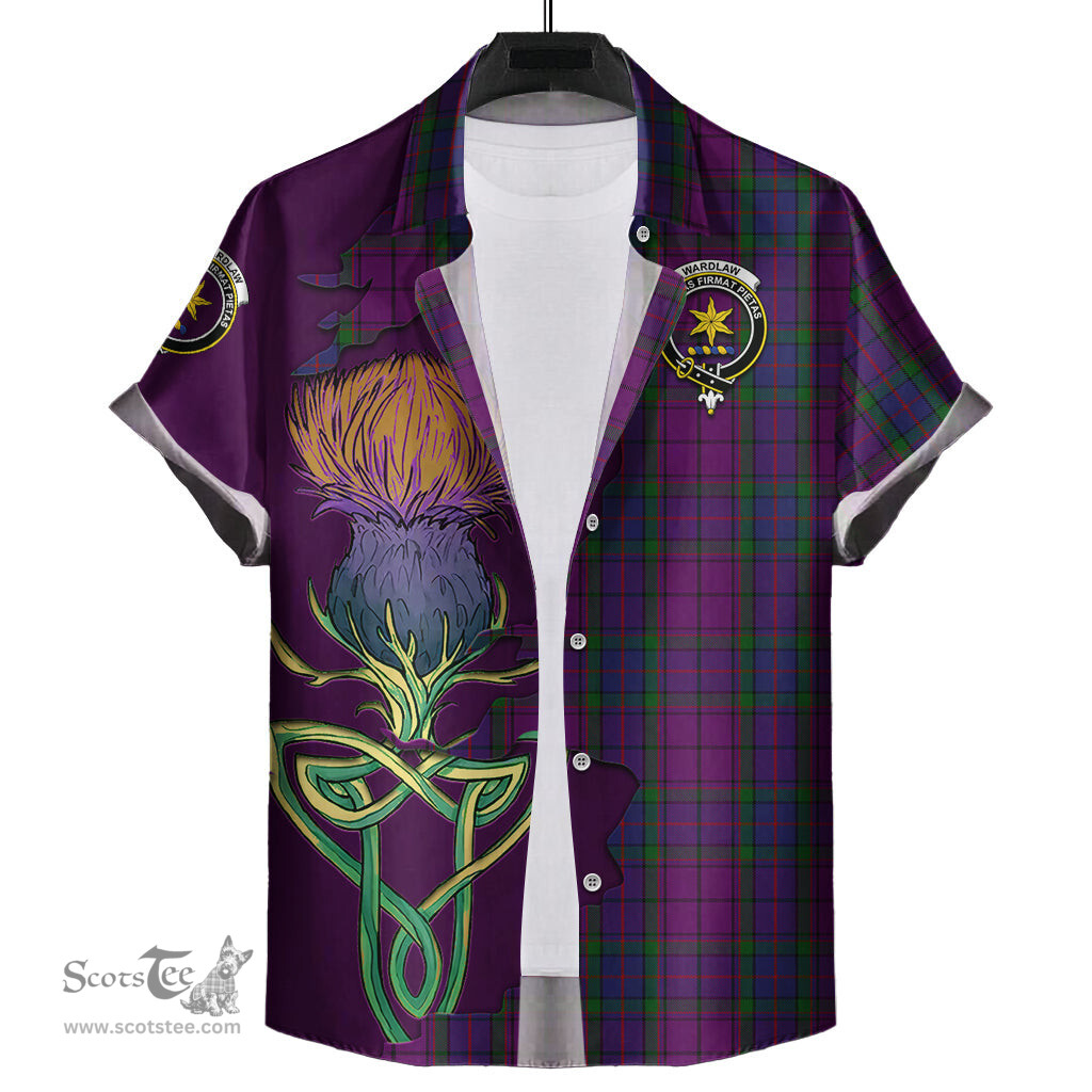 Scottish Wardlaw Clan Tartan Crest with Thistle and Scotland Map Tartan Plaid Shirt Scottish Plaid Tartan Plaid - ScotsTee - scotstee.com