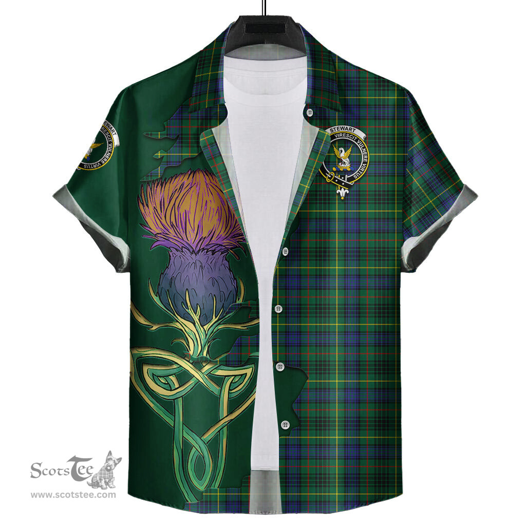 Scottish Stewart Hunting Modern Clan Tartan Crest with Thistle and Scotland Map Tartan Plaid Shirt Scottish Plaid Tartan Plaid - ScotsTee - scotstee.com